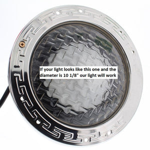 An example of a 10 1/8" Round diameter pool light
